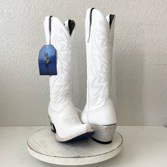 Lane MEGAN MORONEY Smokeshow Womens Cowboy Boots 8.5 White Western Cowgirl Tall - Picture 1 of 11